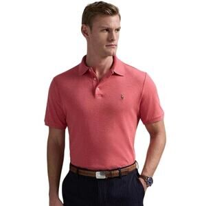 Polo Ralph Lauren Mens Polo Shirt L Orange Heather Short Sleeve Custom Slim Fit